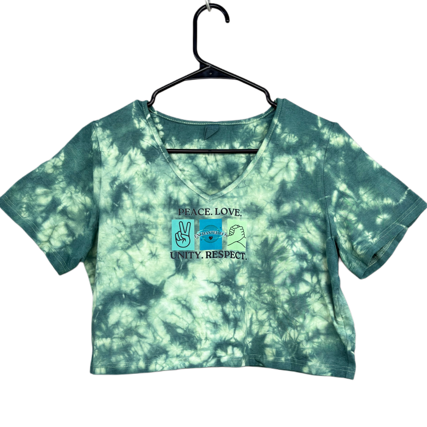 Peace, Love, Unity, Respect Green Crop Top Tee