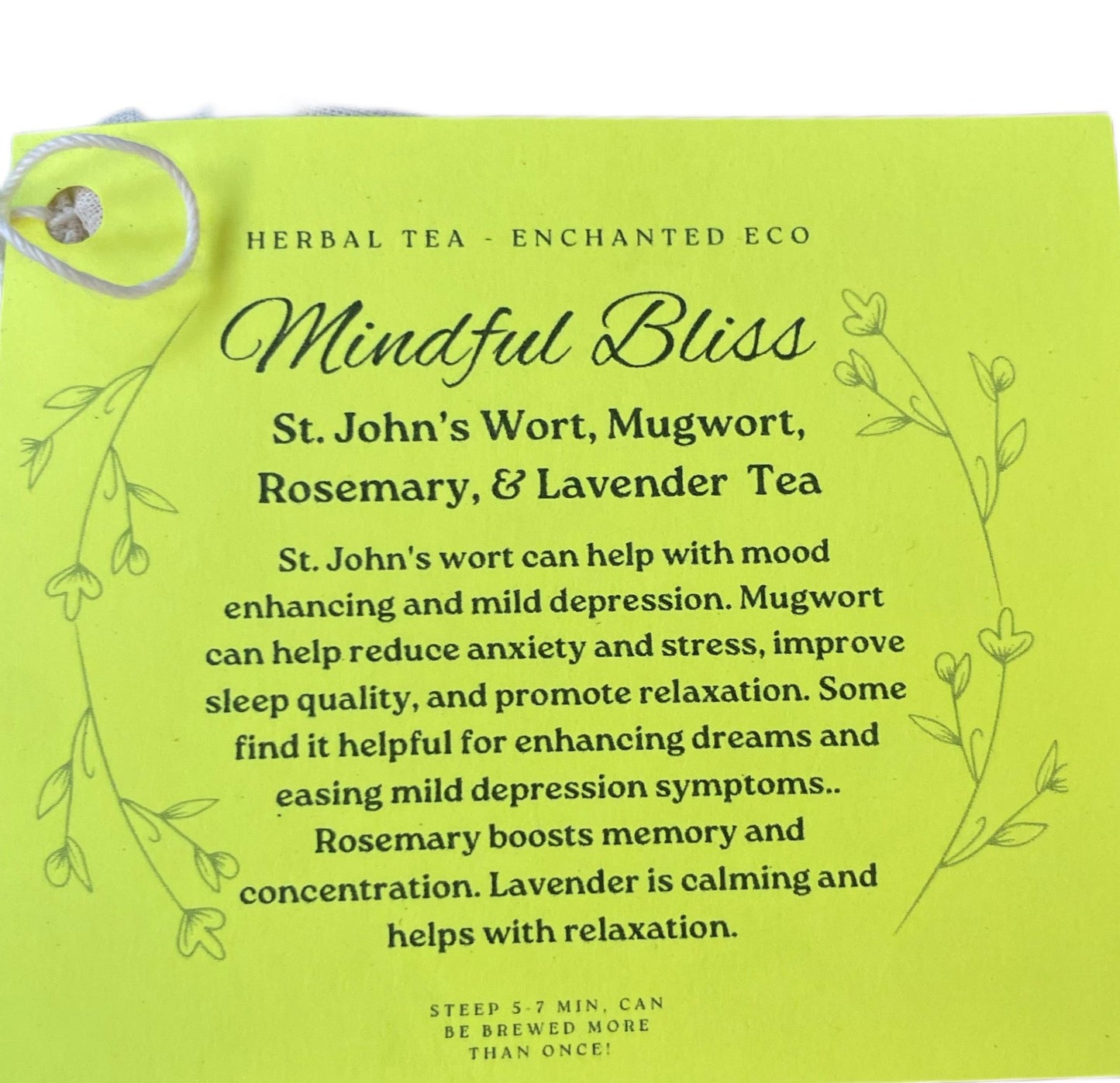 Mindful Bliss Mental Health Herbal Tea - St. John’s Wort, Mugwort, Rosemary & Lavender