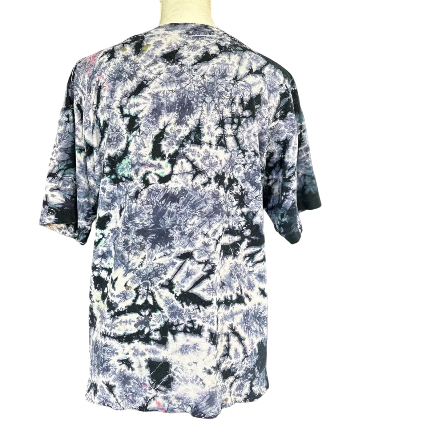 Peace, Love, Unity, Respect Black and White Splatter Dyed Upcycled T-Shirt