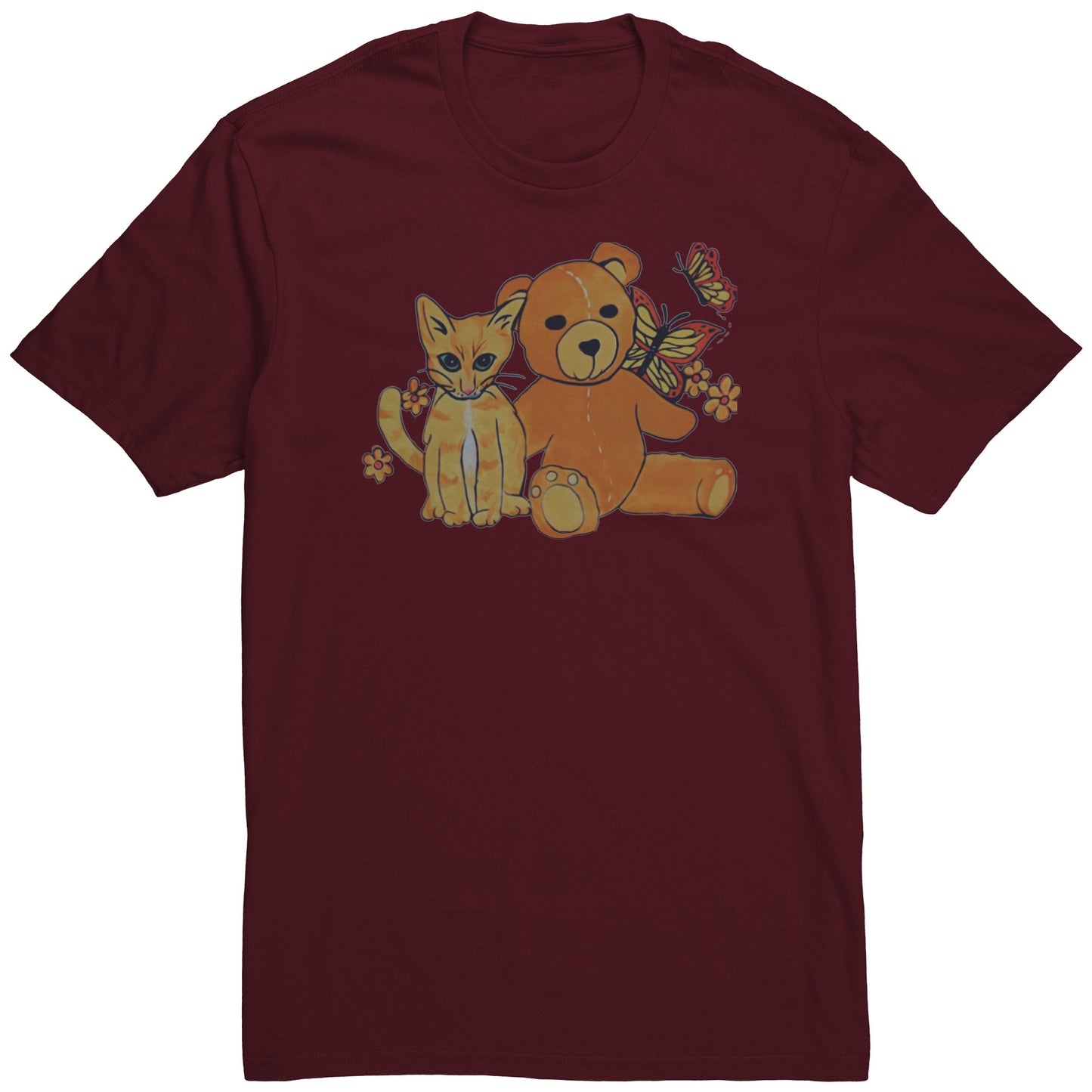 Kitten and Teddy Bear with Butterflies Tee T-Shirt