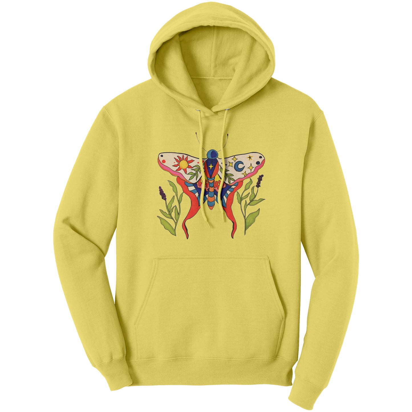 ‘Luminous Balance’ Hoodie Sun and Moon Celestial Moth Sweatshirt