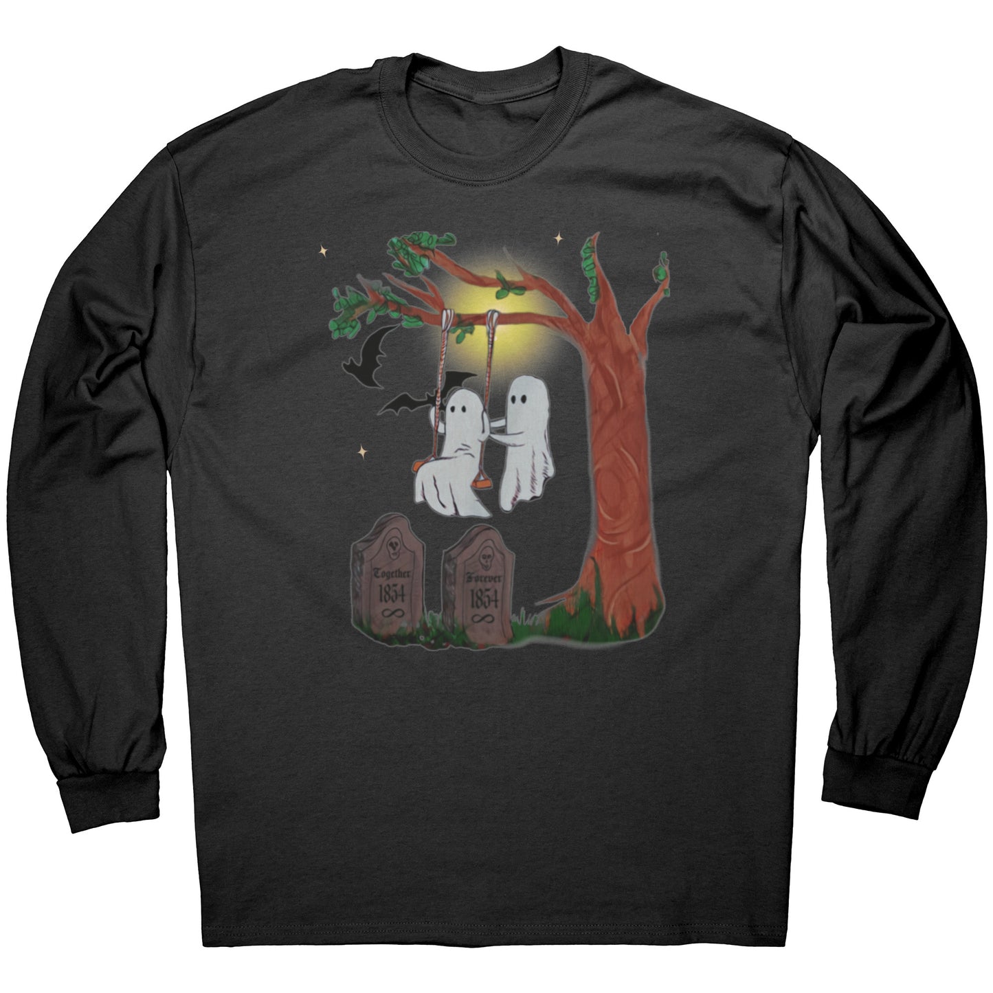 Swinging in the Graveyard Ghost Soulmates' Together Forever Long Sleeve Tee T-Shirt