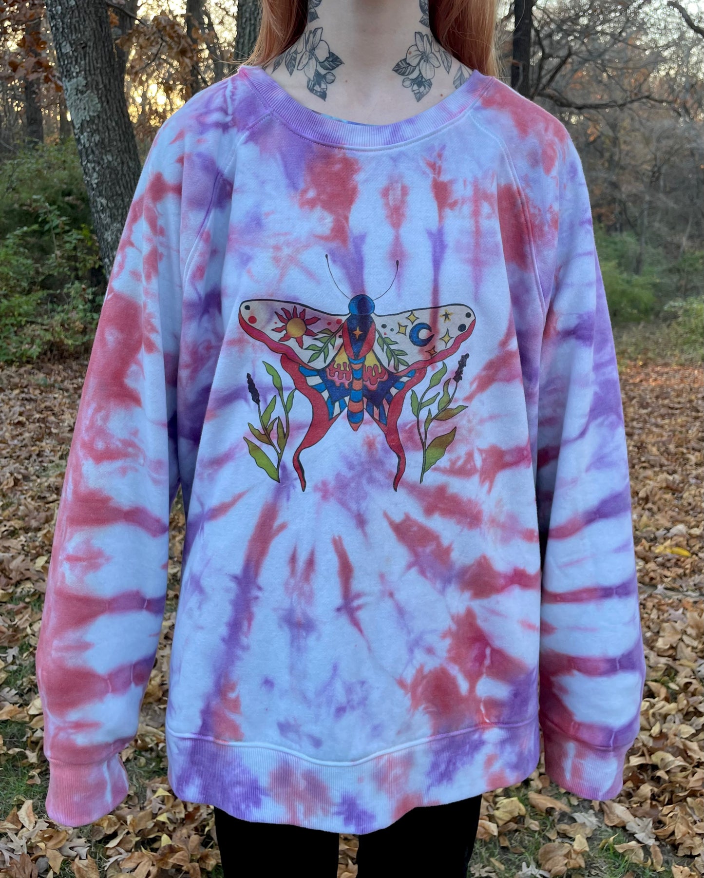 Celestial Moth Tie Dye Sweatshirt XXL