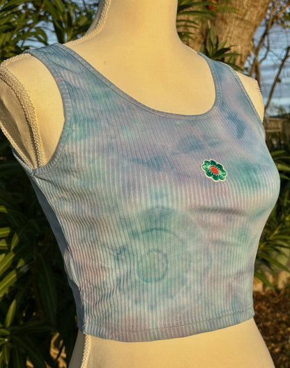 Pastel Geode Flower Ribbed Crop Top