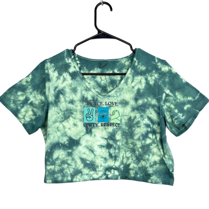 Peace, Love, Unity, Respect Green Crop Top Tee