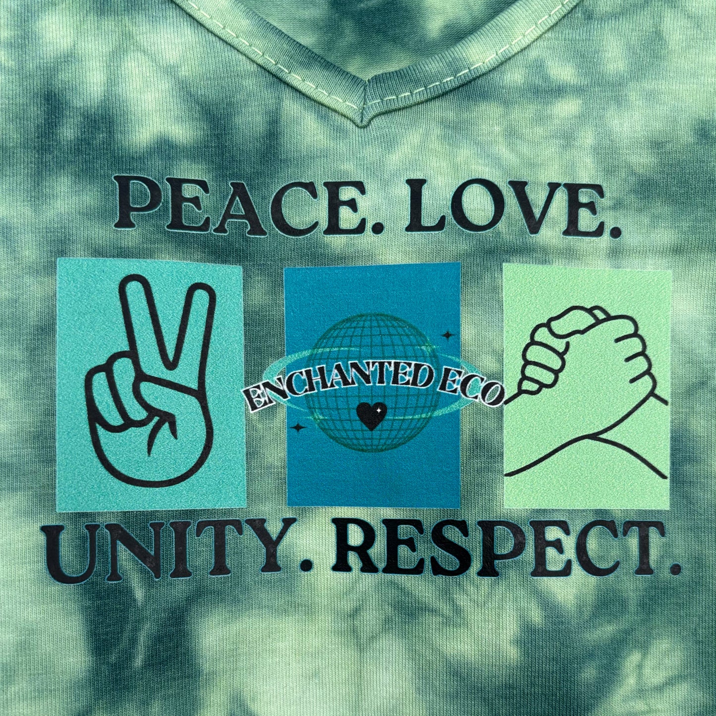 Peace, Love, Unity, Respect Green Crop Top Tee