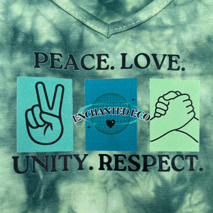 Peace, Love, Unity, Respect Green Crop Top Tee
