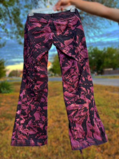 Recycled Cargo Pants Reverse Tie Dye