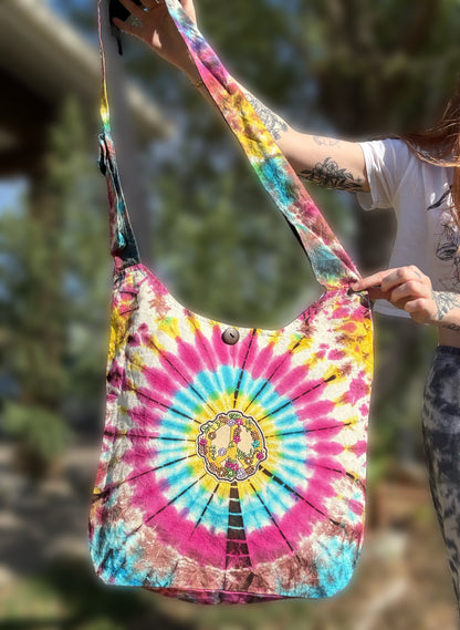 Peace Tie Dye Crossbody Bag Purse