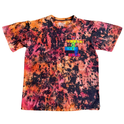 Mind, Body, Spirit, YOU "Spiritual Crossword" Small Unisex Ice Dyed T-shirt