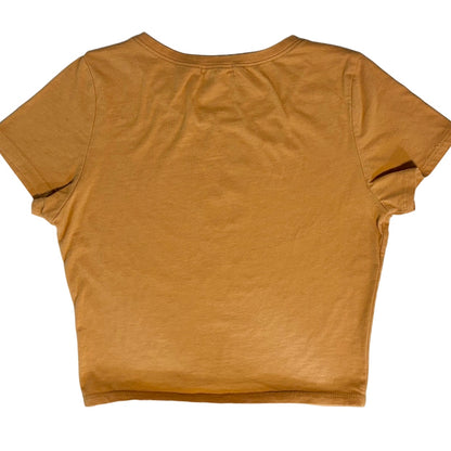 "Enchanted" Metallic Watercolor Butterfly Mustard Color Crop Top Tee