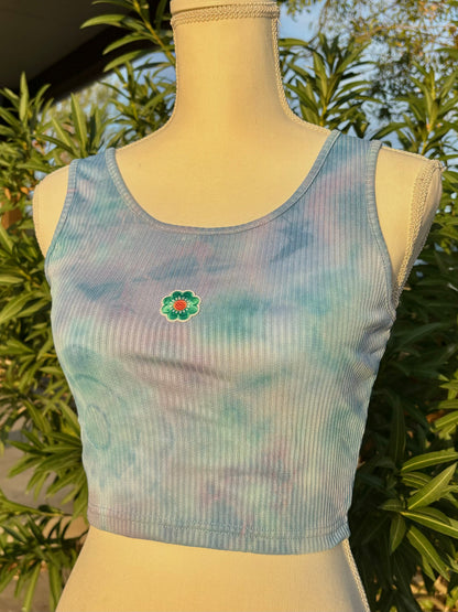 Pastel Geode Flower Ribbed Crop Top