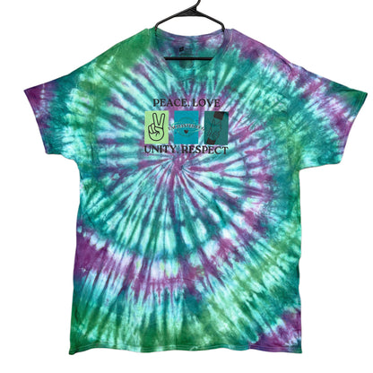 Peace, Love, Unity, Respect Spiral Tee 2XL Unisex