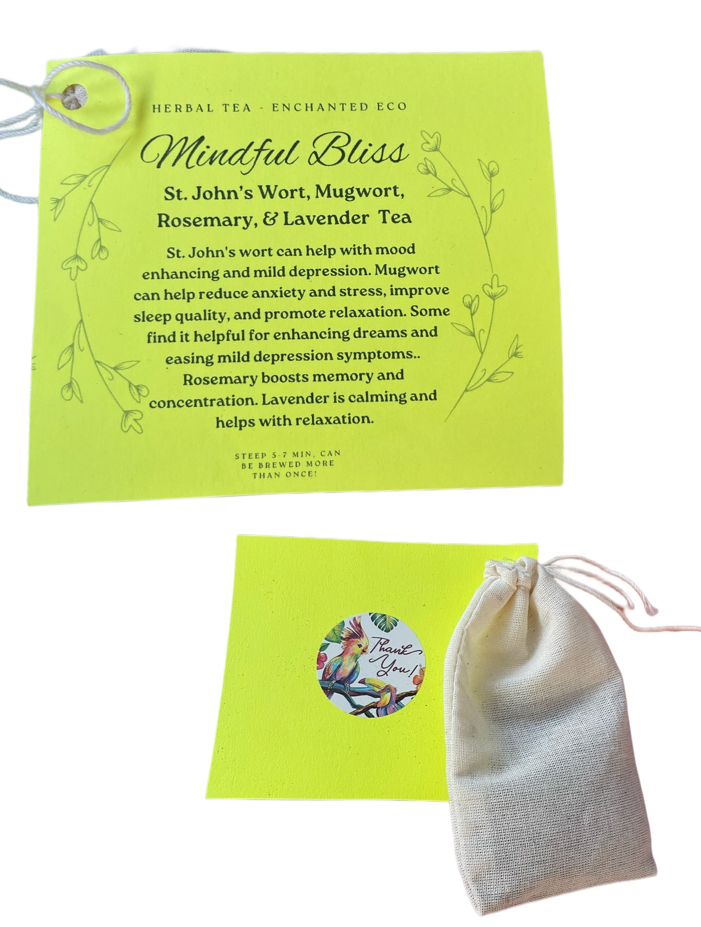 Mindful Bliss Mental Health Herbal Tea - St. John’s Wort, Mugwort, Rosemary & Lavender