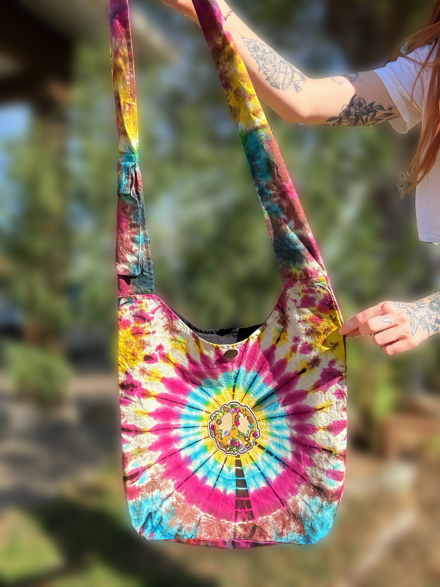 Peace Tie Dye Crossbody Bag Purse