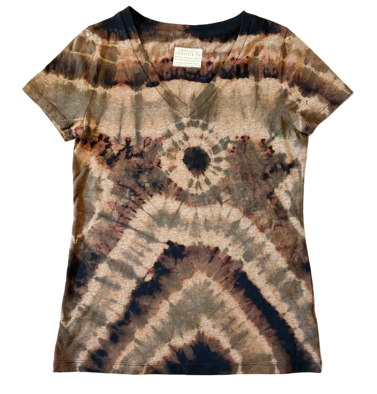 Reverse Geode Tie Dye Neutral V-neck Tee Womens Medium