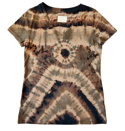 Reverse Geode Tie Dye Neutral V-neck Tee Womens Medium