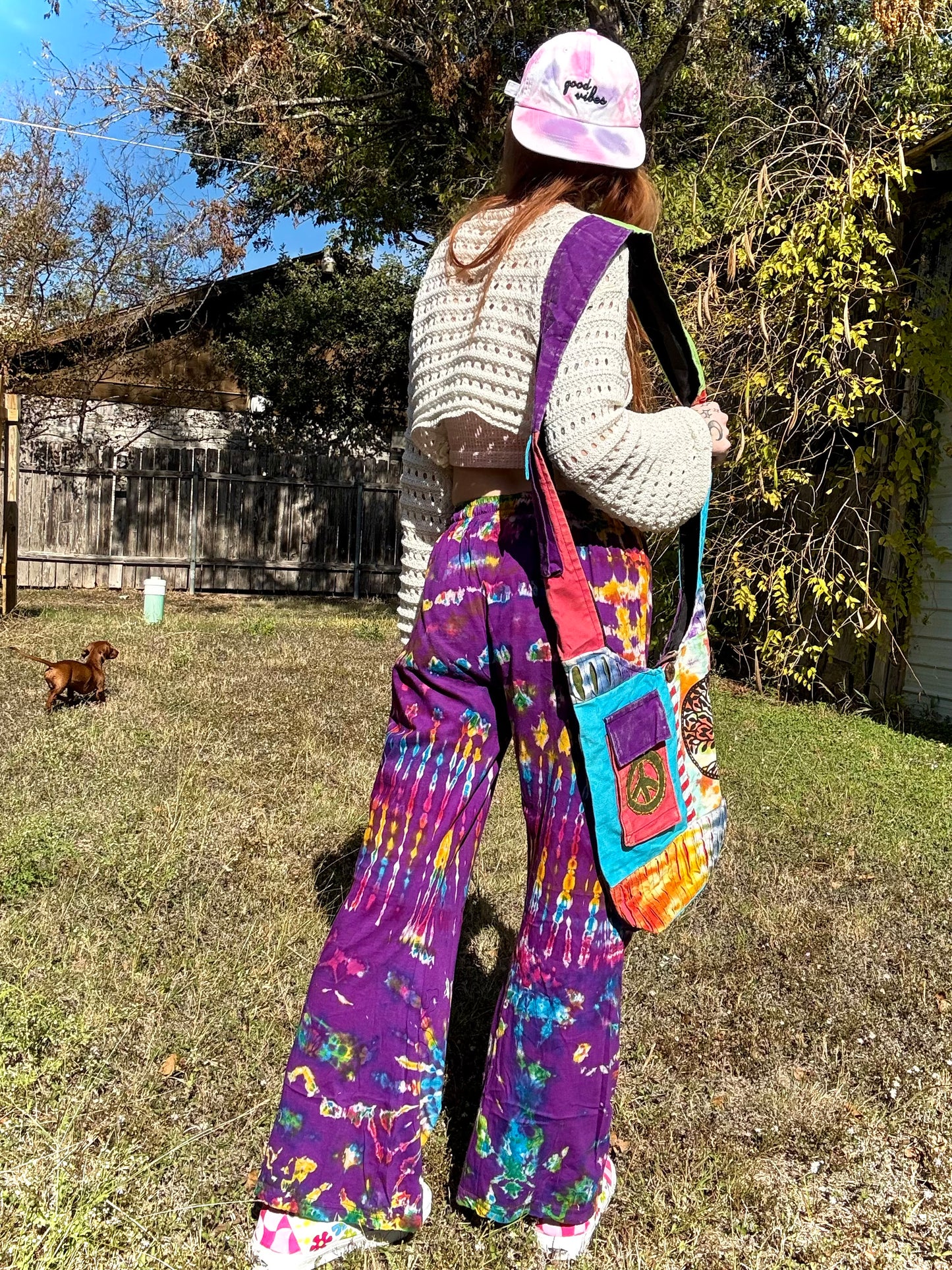 Purple Multi-Color Tie Dye Bell Bottom Pants