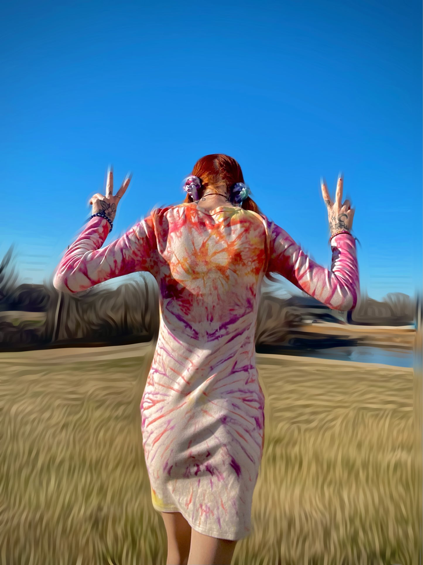 Bodycon Tie Dye Long Sleeve Dress