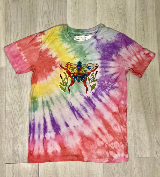 Celestial Moth Rainbow Tie Dye Tee T-Shirt