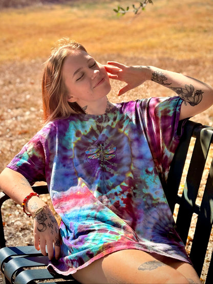 Sacred Geometry Dragon Fly Tie Dye Tee T-Shirt XL
