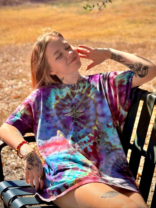 Sacred Geometry Dragon Fly Tie Dye Tee T-Shirt XL