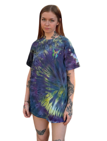 ‘Enchanted’ Metallic Watercolor Butterfly Tie Dye Tee T-Shirt