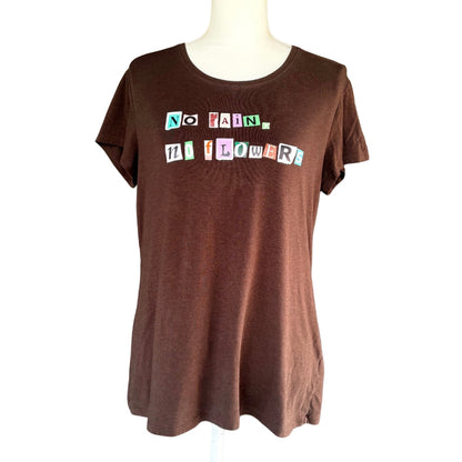 "No Rain, No Flowers" Brown Womens' Medium Tee T-Shirt