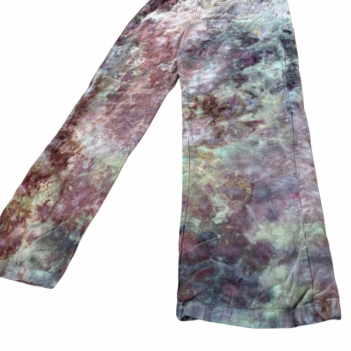 Neutral Ice Dyed Linen Straight Leg Pants