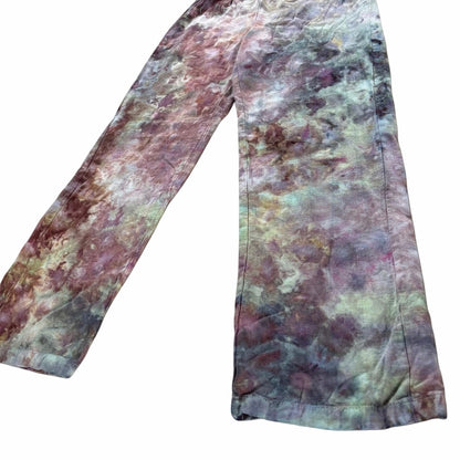 Neutral Ice Dyed Linen Straight Leg Pants