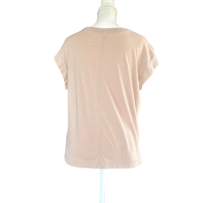 "Classy Bandit" Beige Cropped Sleeve Womens' Tee Medium