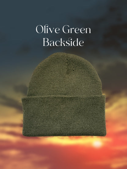 3rd Eye Mystic Cat Olive Green Beanie - One of a Kind