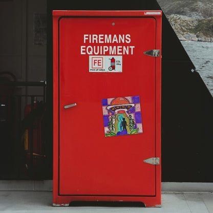 Alien Abduction Square Magnet