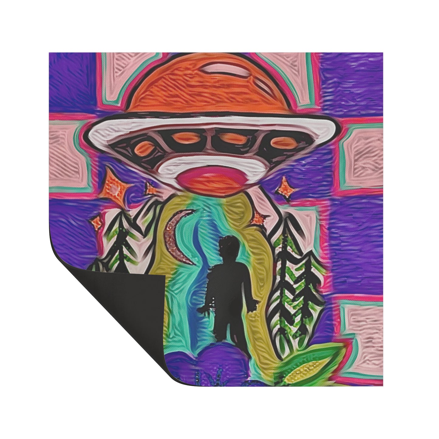 Alien Abduction Square Magnet