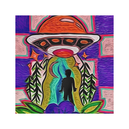 Alien Abduction Square Magnet