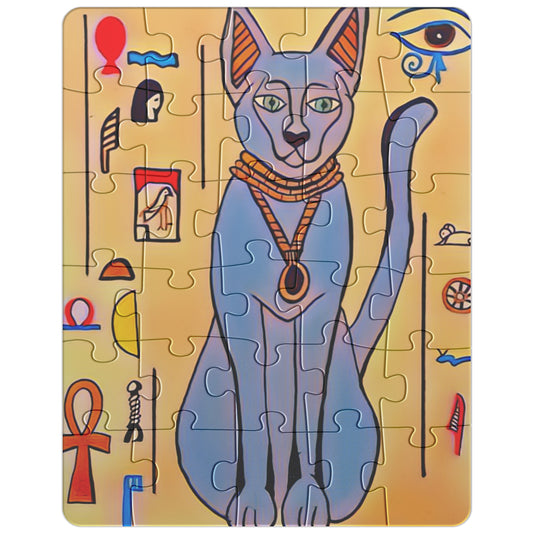 Ancient Hieroglyphs Egyptian Cat Painting Puzzle