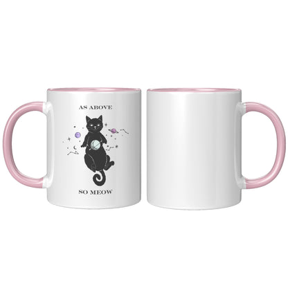As Above So Meow Mug Witch Astrology Spiritual Cat 11oz Accent Coffee Cup