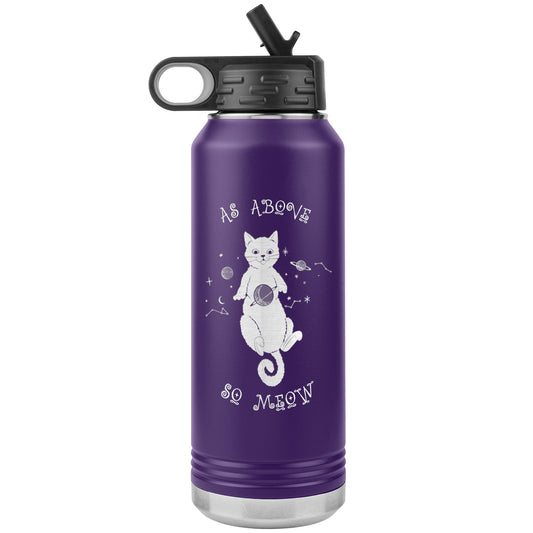 As Above So Meow Witch Astrology Spiritual Cat 32oz Insulated Water Bottle