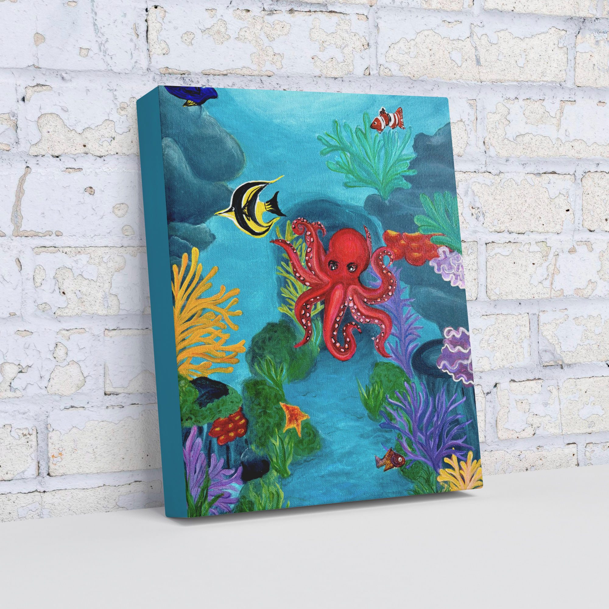 "Coral Cove" Under The Sea Painting Wrapped Fine Art Canvas – Enchanted Eco