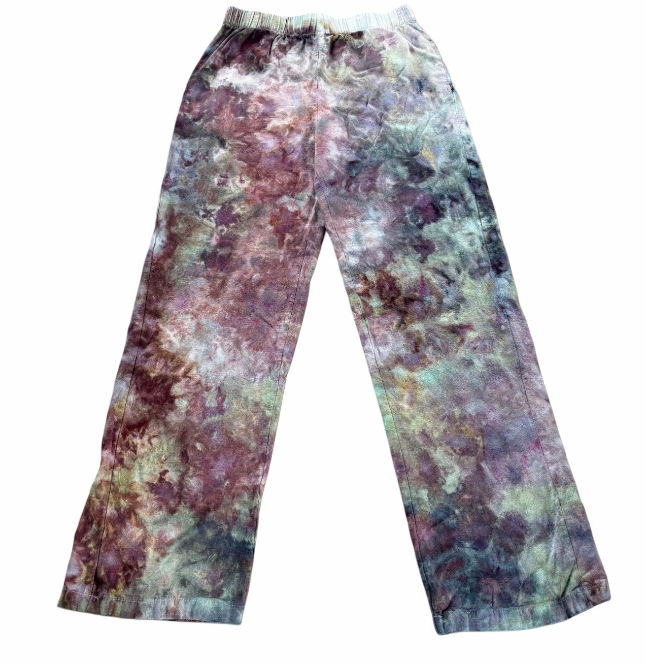 Neutral Ice Dyed Linen Straight Leg Pants