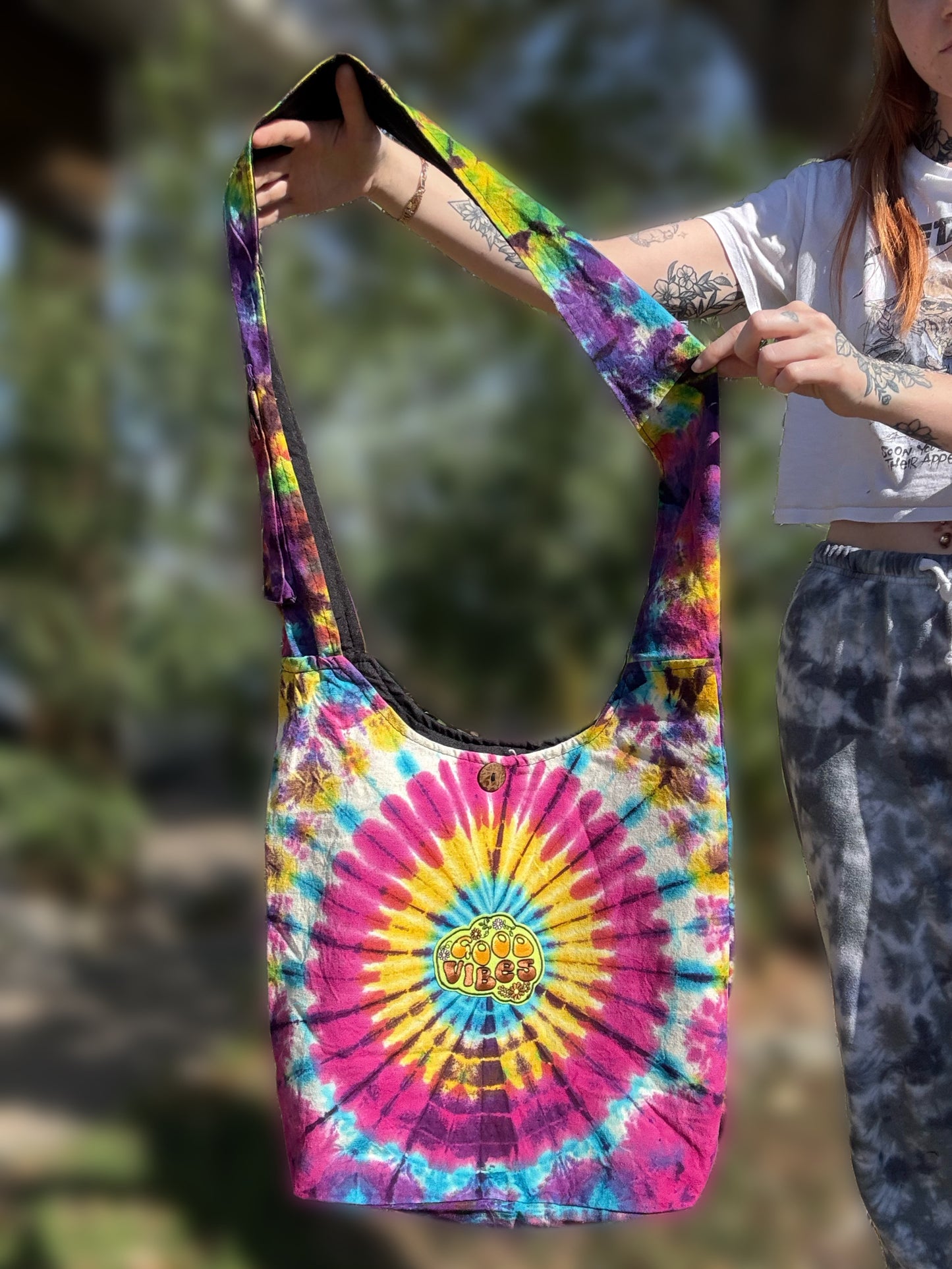 Good Vibes Tie Dye Crossbody Purse Bag