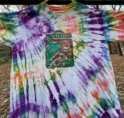 Learn About Recycling Rainbow Tie Dye Tee T-Shirt 3XL