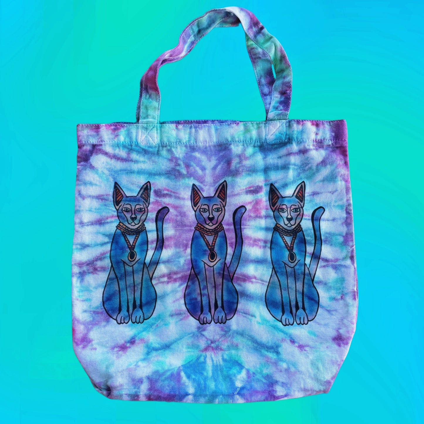 Egyptian Cat Tie Dye Tote Bag