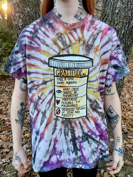 Gratitude and Abundance Tie Dye T-Shirt Medium