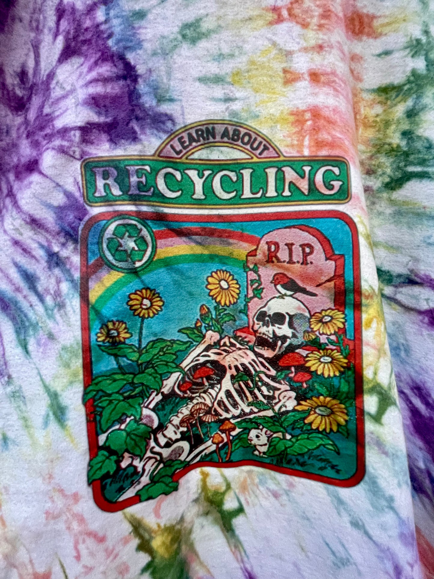 Learn About Recycling Rainbow Tie Dye Tee T-Shirt 3XL