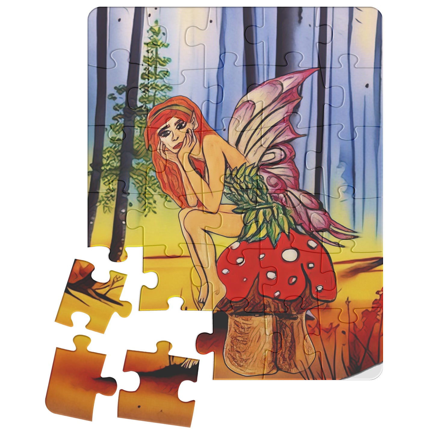 Fairy on a Mushroom Forest Nature Puzzle