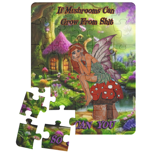 Fairy on a Mushroom Nature Village Joke Puzzle