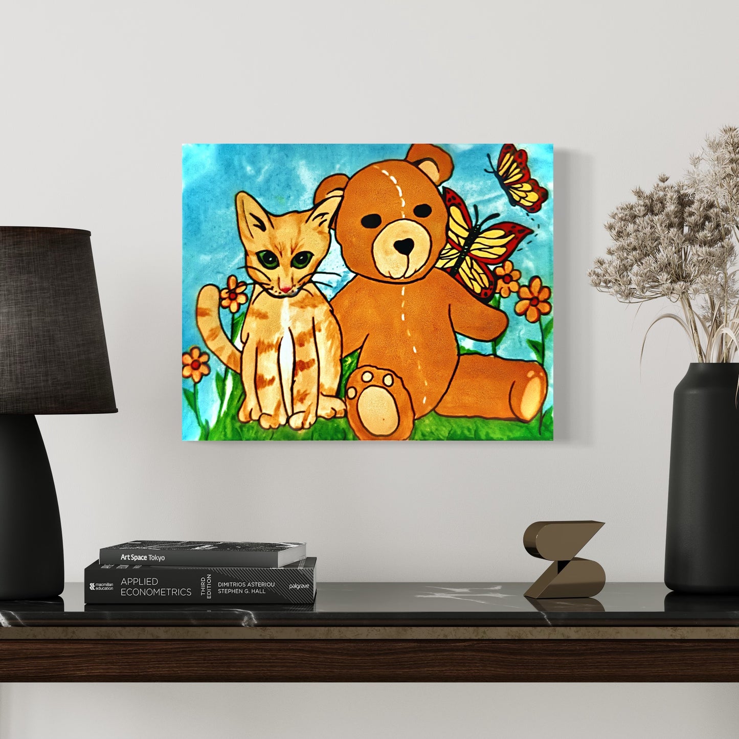 Kitten & Teddy Bear Wall Art Poster