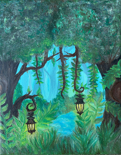'Path Through The Enchanted Forest" Original Oil Painting 8"x10"