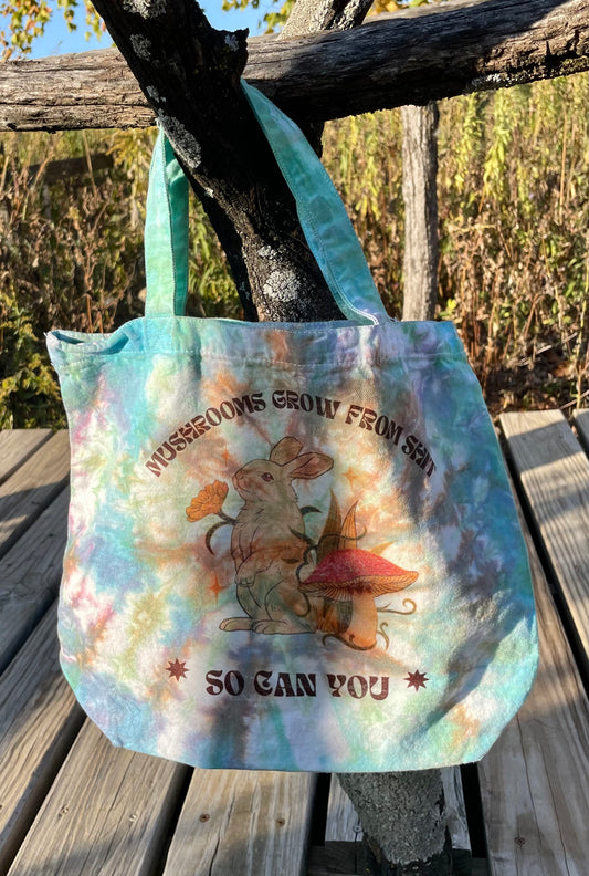 Tie Dye Mushrooms Grow, So Can YOU! Tote Bag